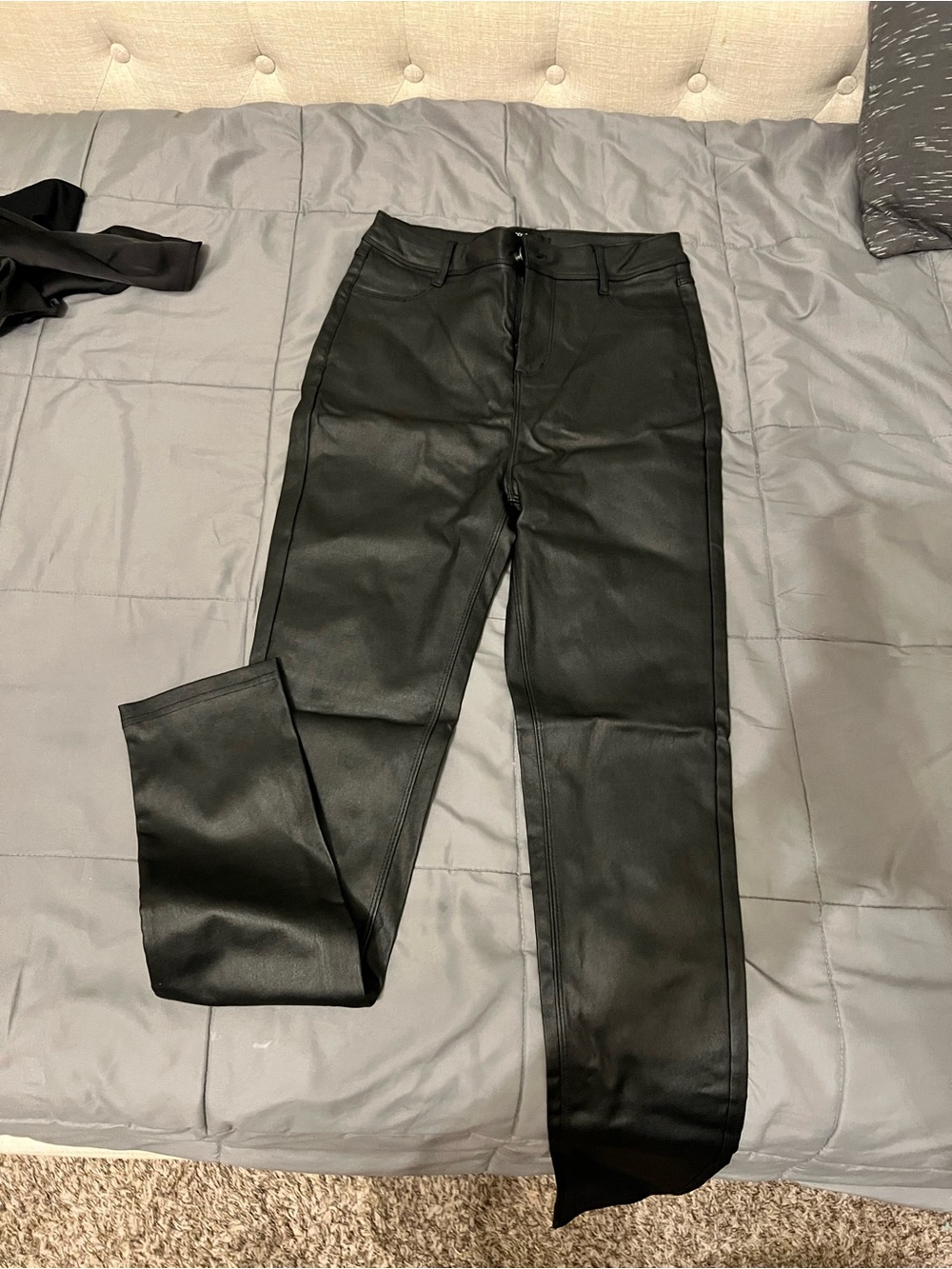 Black Faux Leather High-Rise Pants